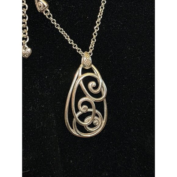 Silver Scroll Pendant Necklace With Adjustable Chain - Picture 1 of 2